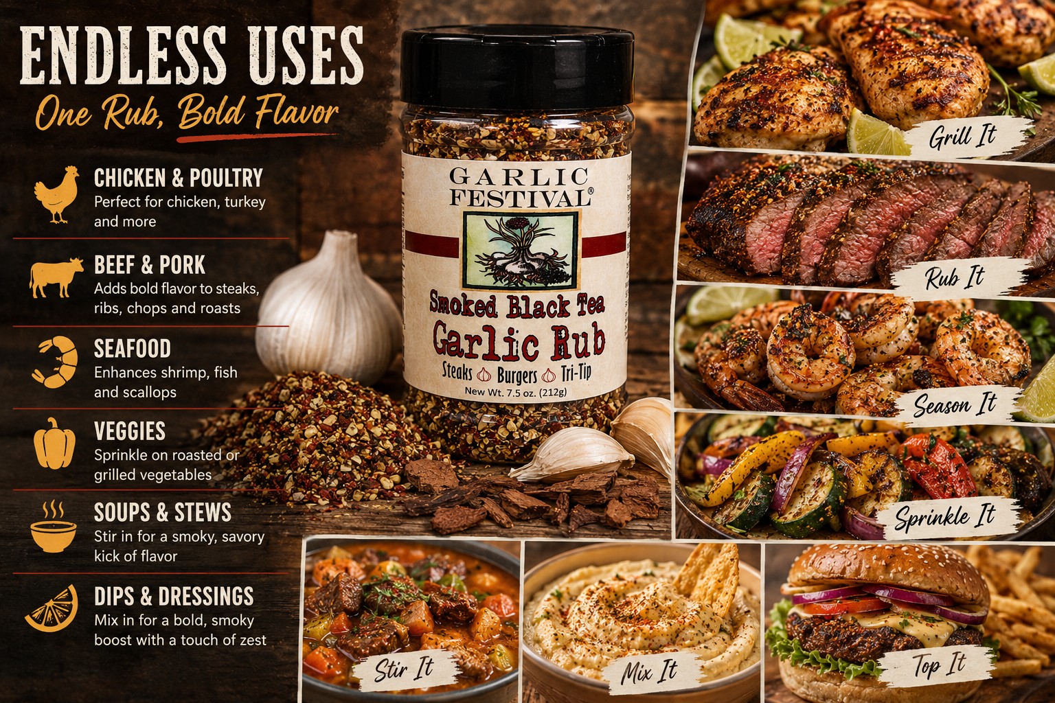 Smoked Black Tea Garlic Rub